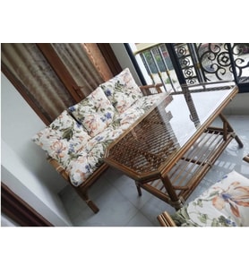 NİVEMESHOME 5 KİŞİLİK MİNDERLİ BAMBU OTURMA SETİ (3+1+1+SEHPA)