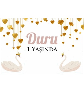 Kuğu Temalı Doğum Günü Afişi 35X50 cm