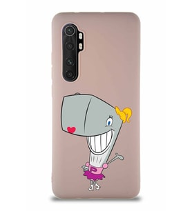 Xiaomi Mi Note 10 Lite Soft Premier Kapak Pearl Yengeç Tasarımlı Silikon Kılıf - Pudra (Şeffaf)