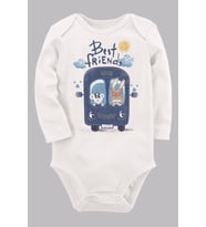 Organik Baskılı Pamuklu Unisex Bebek Body UZUNKOLE17
