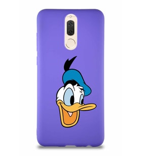 Huawei Mate 10 Lite Soft Premier Kapak Donald Duck-A Tasarımlı Silikon Kılıf - Mor (Şeffaf)