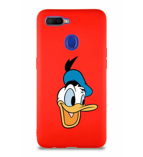 Oppo A12 Soft Premier Kapak Donald Duck-A Tasarımlı Silikon Kılıf - Kırmızı (Şeffaf)