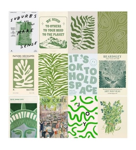 Orora Greenish Pastelish Indie Poster Duvar Kağıdı Seti-12li-230g-A5