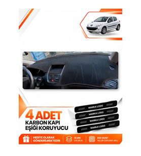 PEUGEOT 206+ (2009-2013) Uyumlu Ön Torpido Koruma Kılıfı Halısı - Siyah