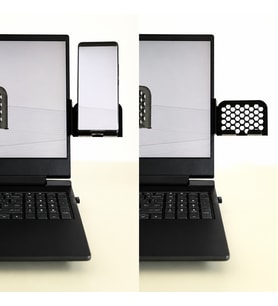 3D Baskı Monitor Telefon Tutucu - Petek Desenli Laptop Kenar Telefon Tutucu-Siyah