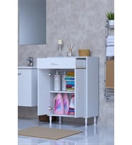 Eliusta Fre 65 cm Çok Amaçlı Dolap 1 Raflı Tek Çekmeceli Banyo Mutfak Dolabı 65x88x32,5 cm Organizer Dolap (Beyaz)