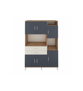 Hyperion Dolap 9 Raflı 2 Çekmeceli 6 Kapaklı 132x44x195 Çam-Antrasit/Aytaşı