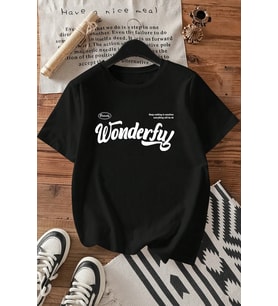 Wonderful Baskılı Unisex Oversize Tshirt (Siyah)