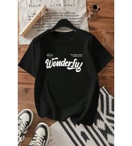 Wonderful Baskılı Unisex Oversize Tshirt (Siyah)