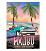 Malibu, Los Angeles, California Seyahat Afişi Tablo Ahşap Poster Dekoratif