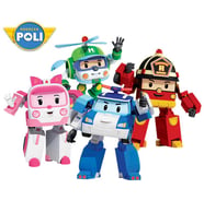Robocar Poli  & Kurtarma Ekibi Arkadaşları Dönüşebilir Oyuncak Seti Poli Amber Helly Roy 4 Figür Bir Arada