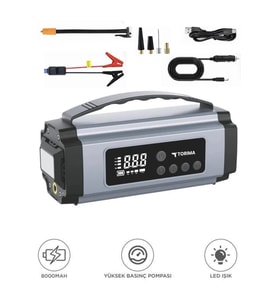 Torima APS-01 Taşınabilir Lastik Şişirme Pompası ve 8000mAh Akü Takviye Seti