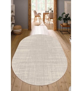 Dijital Baskılı Kaymaz Taban Yıkanabilir Oval Salon Halısı Mutfak Halısı Yolluk NDO-HT-389 (Kahverengi)