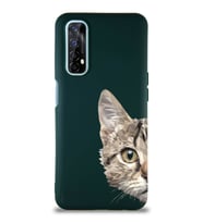 Realme 7 Soft Premier Kapak Catface Tasarımlı Silikon Kılıf - Yeşil (Şeffaf)