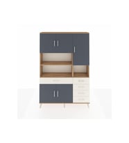 Arges Dolap 9 Raflı 5 Çekmeceli 5 Kapaklı 132x30x195 Çam-Antrasit/Aytaşı