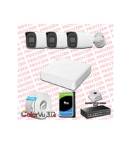 Provzen Hikvision 3 Kameralı 4MP IP ColorVu 3.0 Güvenlik Sistemi AI İnsan Araç Algılama Mikrofon ve Işıklı Alarm