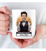 En Başarılı Erkek Garsona hediye Karikatürlü Kupa Bardak