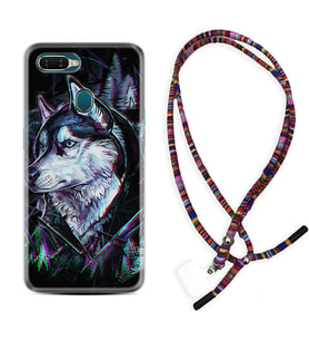 Oppo A5S A15 A16 A54 A55 A73 A74 Kılıf Boyun Asklı Rasta Silikon Dog Eyes 1761
