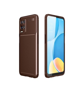 Oppo A54 4g Kılıf Auto Focus Karbon Kapak - Kahverengi