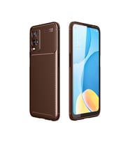 Oppo A54 4g Kılıf Auto Focus Karbon Kapak - Kahverengi