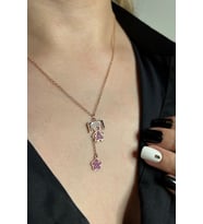 925 Ayar Gümüş Rose Çiçek Sallantılı Kız Çocuğu Figürlü Kolye - 23176801