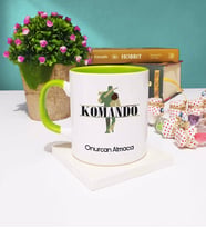 Komando Tasarımlı Kişiye Özel Hediye Komando Kupa Bardak Yeşil