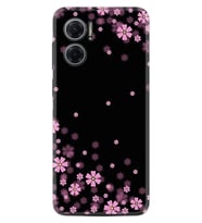 Xiaomi Redmi Note 11E Kılıf Resimli Desenli Baskılı Silikon Black flowers 1391