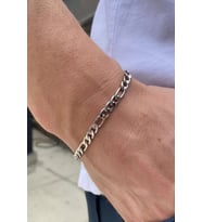 Gümüş Renk Zincir Detaylı Çelik Erkek Bileklik (Unisex)