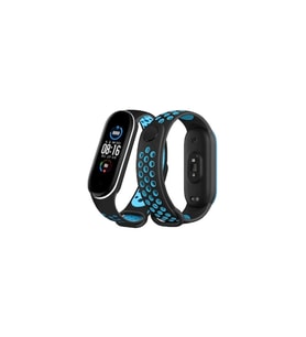 Xiaomi Mi Band 6 Spor Delikli Kordon - Siyah-mavi-beyaz