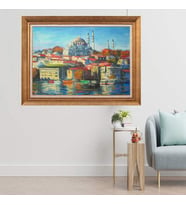 Altın Varaklı  Çerçeveli Paspartulu Tablo uu1605 (Gold)