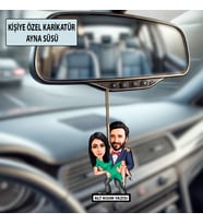 Sevgiliye Özel Karikatür Ayna Süsü – Sevgililer Günü Hediyesi Araç İçi Süs