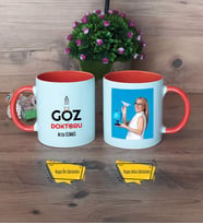 Göz Doktoru Kupa Bardak Turuncu Fotoğraflı Tıp Bayramı Hediyesi