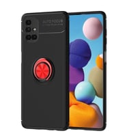 Durukar® Samsung Galaxy M51 Kılıf Range Yüzüklü Silikon - Siyah-Kırmızı