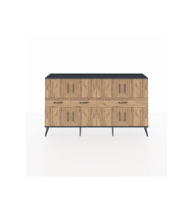 Arges Konsol 5 Raflı 3 Çekmeceli 8 Kapaklı 176x30x99 Antrasit-Çam