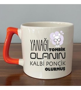 Yanağı Tombik Olanın Baskılı Turuncu Kulplu D Kupa
