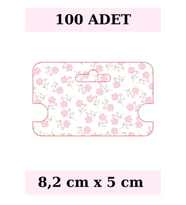 Pembe Çiçekli - 100 Adet Kolye Kartı - Bileklik Kartı - Takı Kartı - Paketleme (Kahverengi)