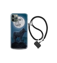 Apple Iphone 12 Pro Max Kılıf Resimli Desenli Silikon Boyun Askılı Wolf Moon 1857
