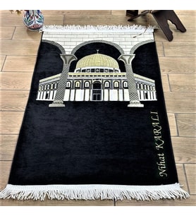 İsminizi Seccadeye Yazıyoruz Kudüs Seccade 68 *110 cm 462 gr- Siyah