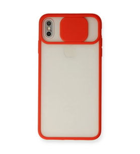 Apple İphone Xs Max Kılıf Palm Buzlu Kamera Sürgülü Silikon - Kırmızı