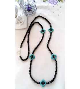 STONEAGE JEWELLERY Özel Tasarım Kristal ve Turkuaz Uzun Bayan Kolye