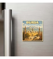 Bursa Şehri - Pop-Art Travel - 9x9 cm Buzdolap Magneti