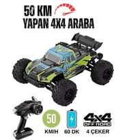50 Km Hız Yapan Elektrikli Araba Uzaktan Kumandalı 4X4 Arazi Aracı Off-road Araba (Yeşil)