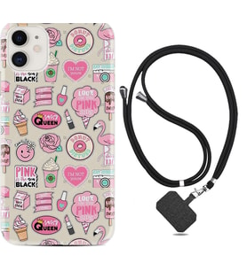 Apple iPhone 11 12 13 Mini Kılıf Boyun Askılı Silikon Donut Flamingo 1415