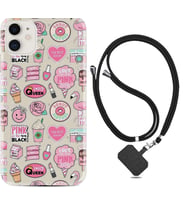 Apple iPhone 11 12 13 Mini Kılıf Boyun Askılı Silikon Donut Flamingo 1415