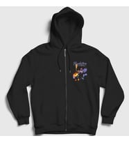 Presmono Unisex Siyah Purple Rain Prince Fermuarlı Kapüşonlu Sweatshirt 410587tt