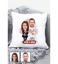 Çiftlere Özel Komik Hediye Gelin Damat Karikatürlü Yastık