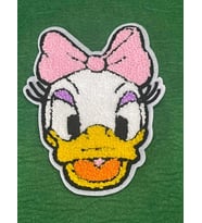14X10 CM PEMBE FİYONKLU DOKUMA ÖRDEK APLİKE ARMA DİKİŞ HOBİ AKSESUARI