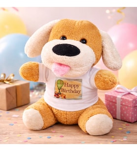 Happy Birthday Tişörtlü Peluş Köpek