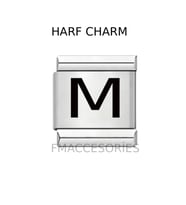 İTALYAN ÇELİK CHARM ÇELİK CHARM M HARFİ İSİM TARİH BAŞ HARF YAZILIR 9 MM FMACCESORİES