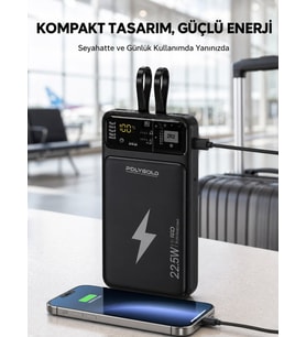 Powerbank Dahili Ekranlı 10000 mAh Çift Kablolu Yeni Nesil